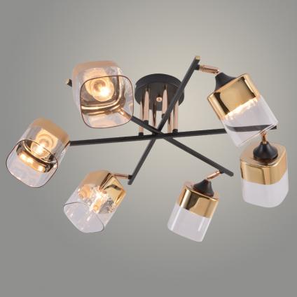 Люстра XA1620B/6 BK+FGD чёрный+золотой хром 6х60W E27 d710 h270, HN25